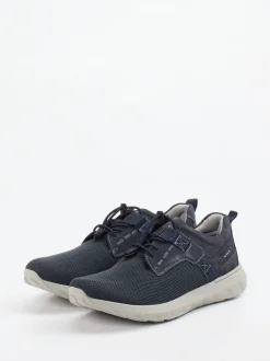 Josef Seibel – Schnürschuh aus Mesh und Veloursleder blau