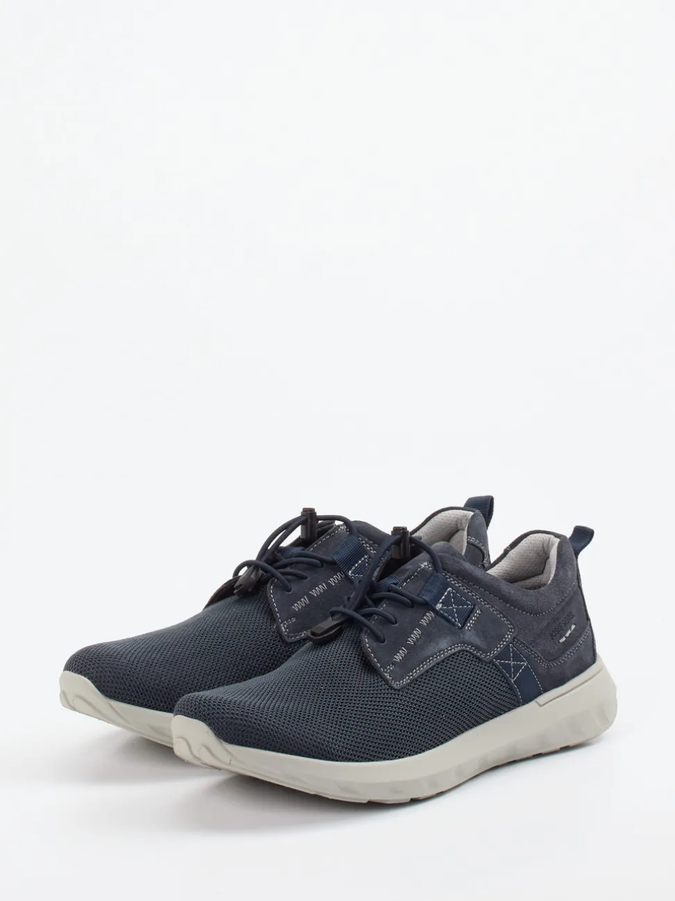 Josef Seibel – Schnürschuh aus Mesh und Veloursleder blau