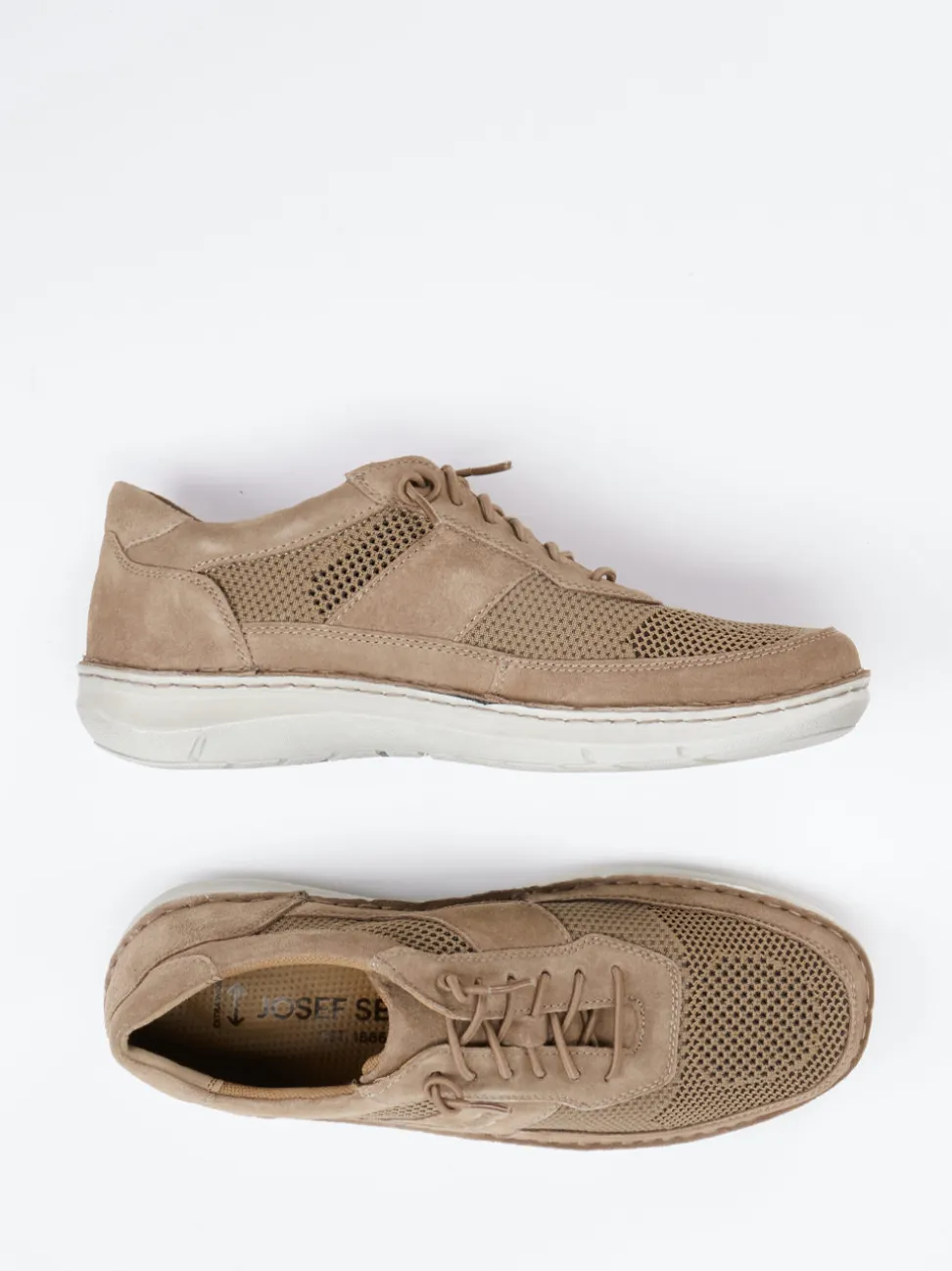 Josef Seibel – Schnürschuh aus Veloursleder sandbeige