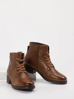 Josef Seibel – Schnürstiefelette aus Kalbleder mittelbraun