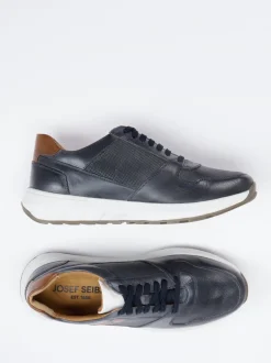 Josef Seibel – Sneaker aus Leder und Mesh dunkelblau