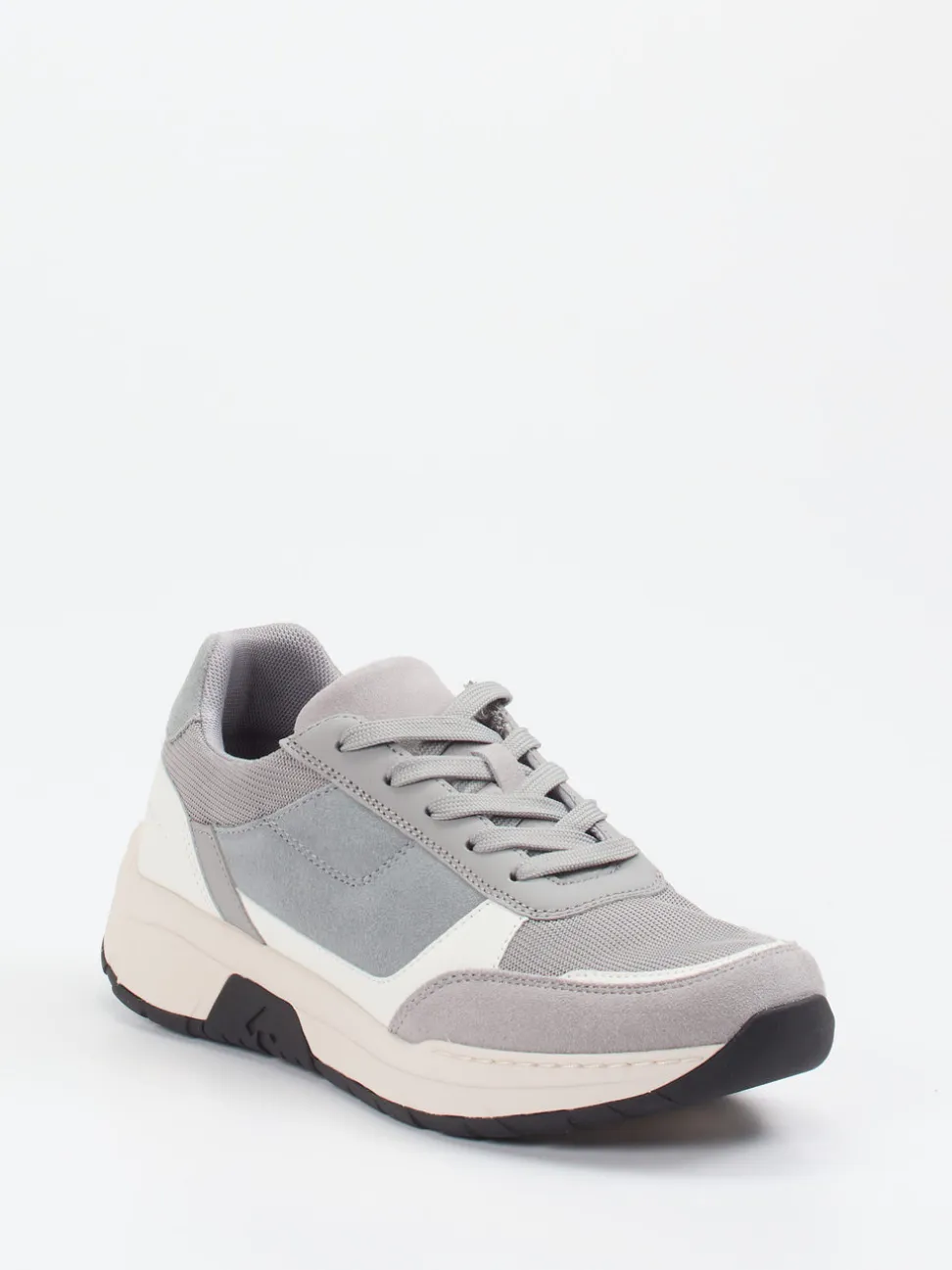 Josef Seibel – Sneaker aus Veloursleder und Mesh grau