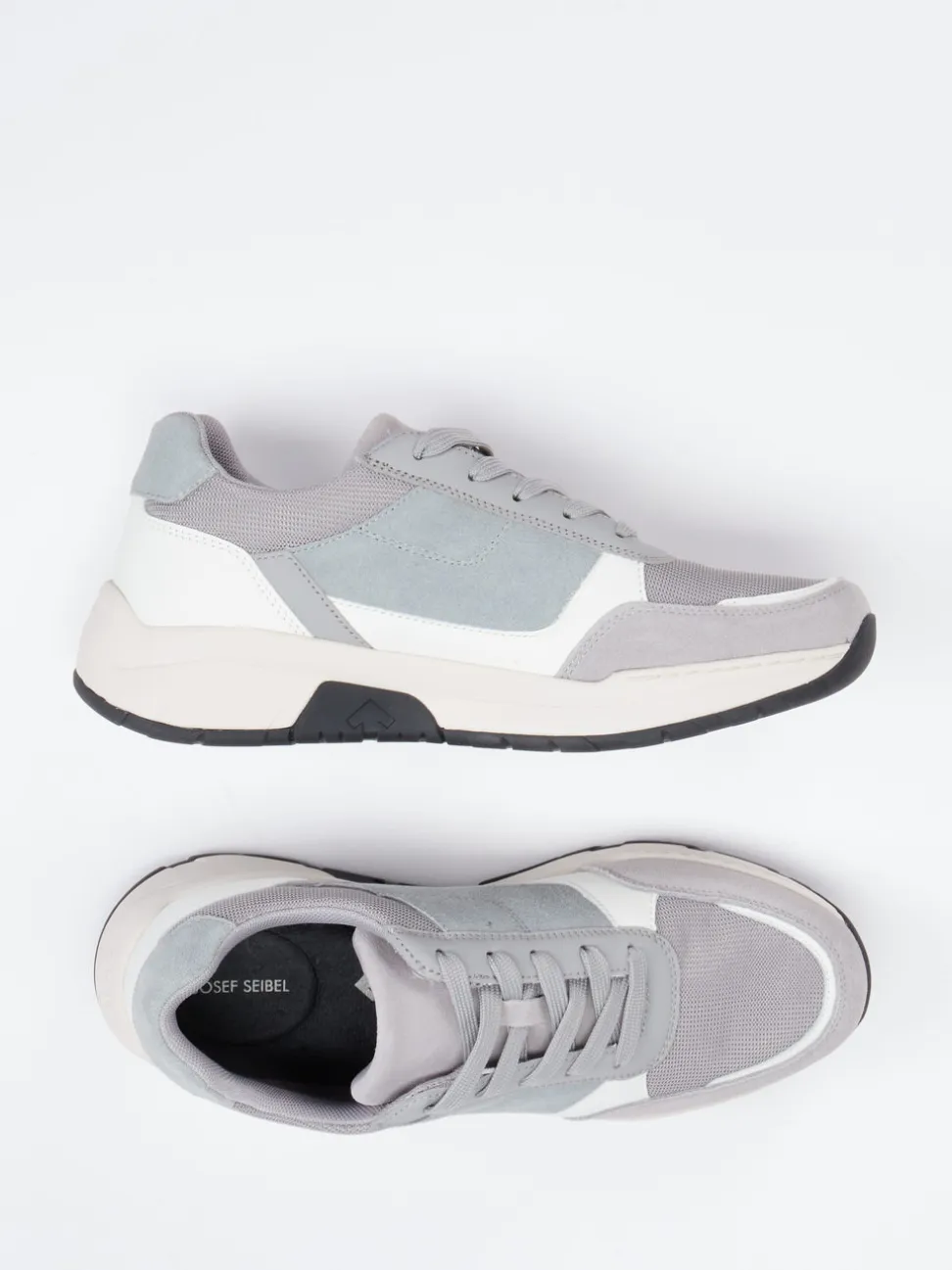 Josef Seibel – Sneaker aus Veloursleder und Mesh grau