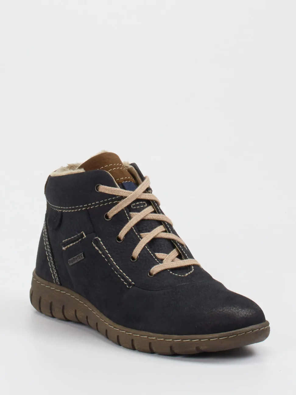Josef Seibel – Stiefelette aus Velourslederimitat schwarzgrau