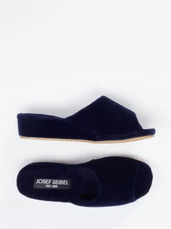 Josef Seibel Relax – Pantolette aus flauschigem Textil Dunkelblau