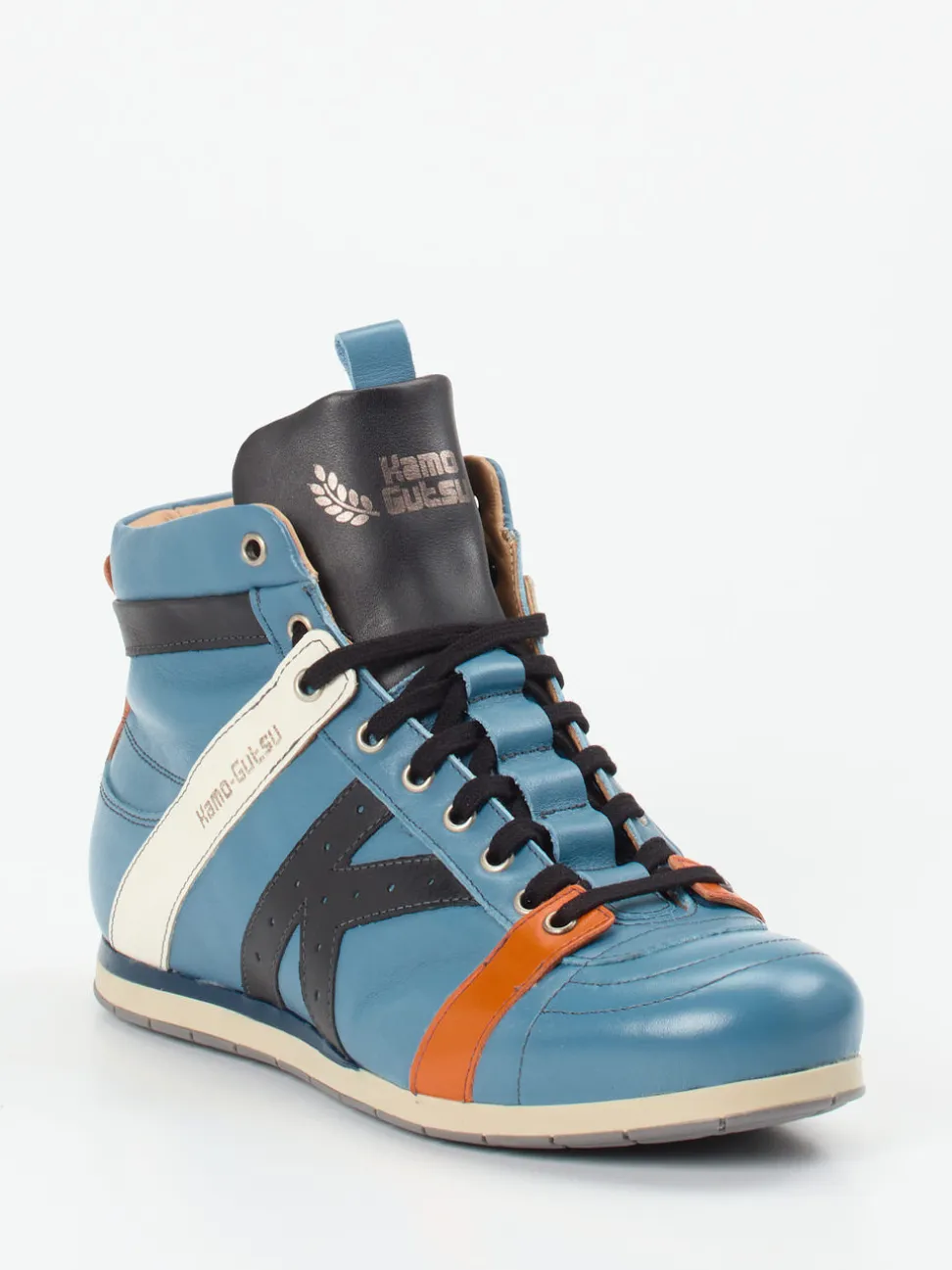 Kamo Gutsu – High-Top Sneaker aus Kalbleder Petrol