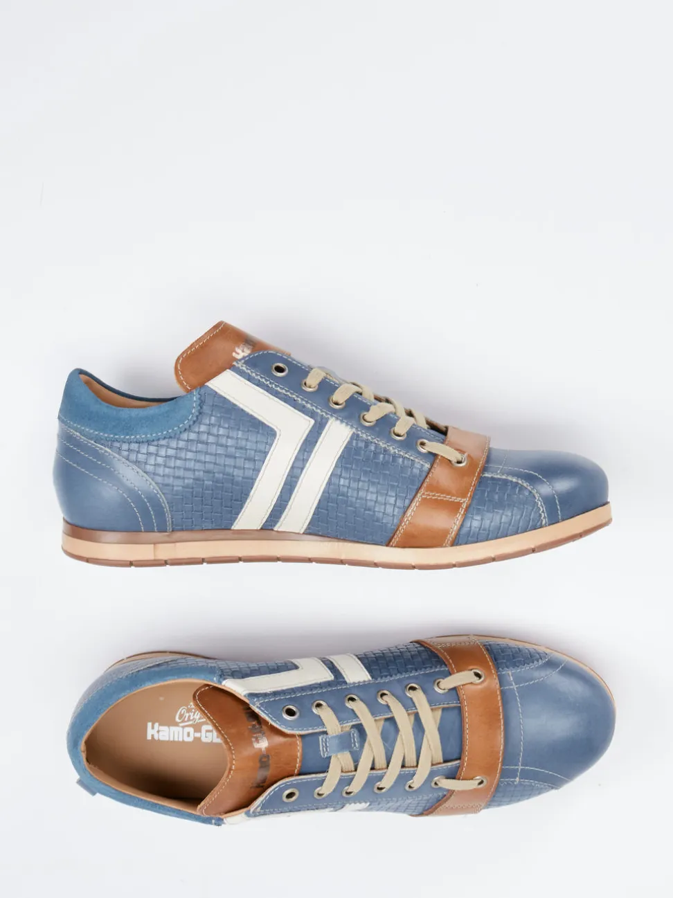 Kamo Gutsu – Low-Top Sneaker aus Leder Jeansblau