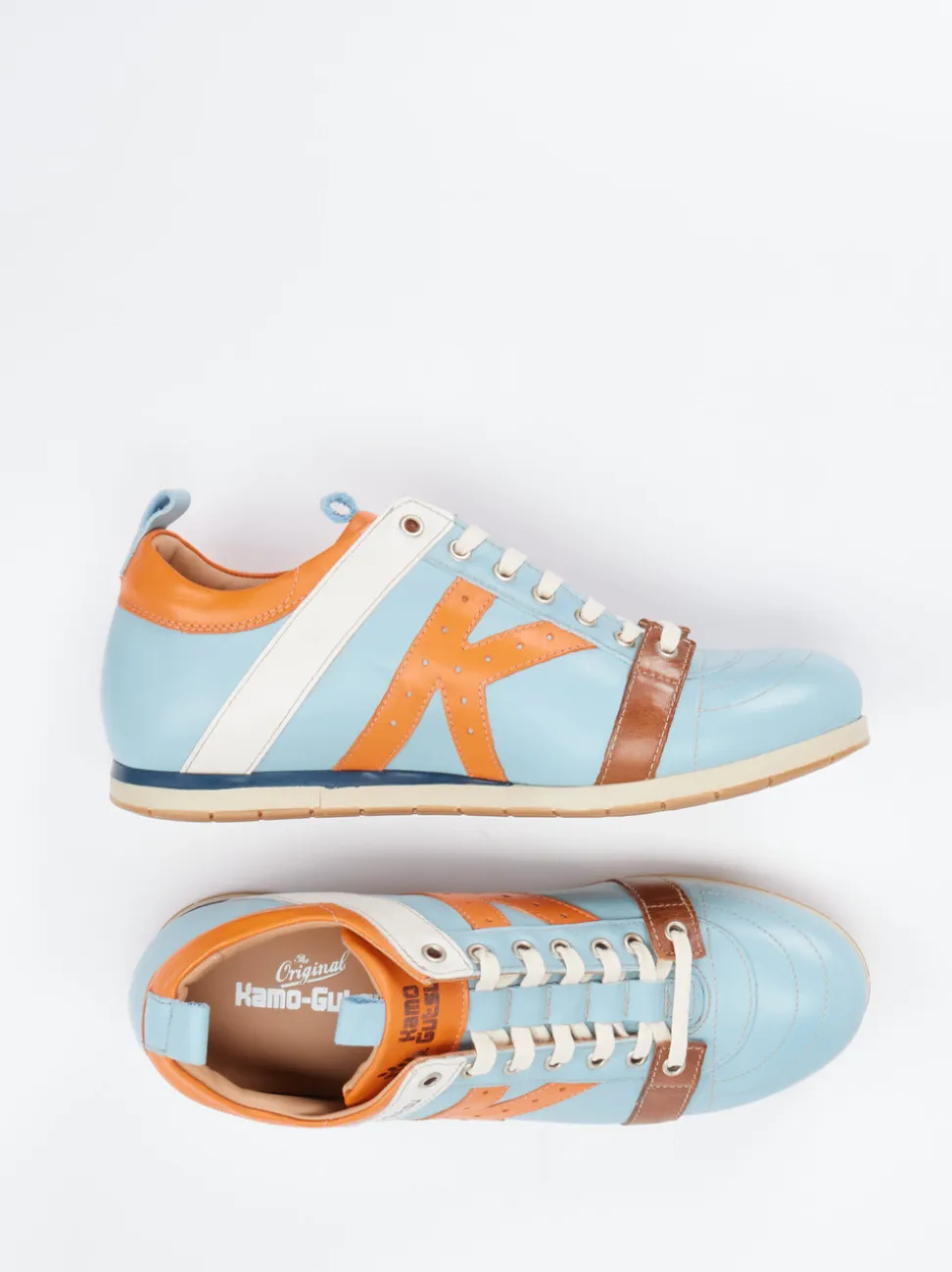 Kamo Gutsu – Sneaker aus Glattleder Hellblau