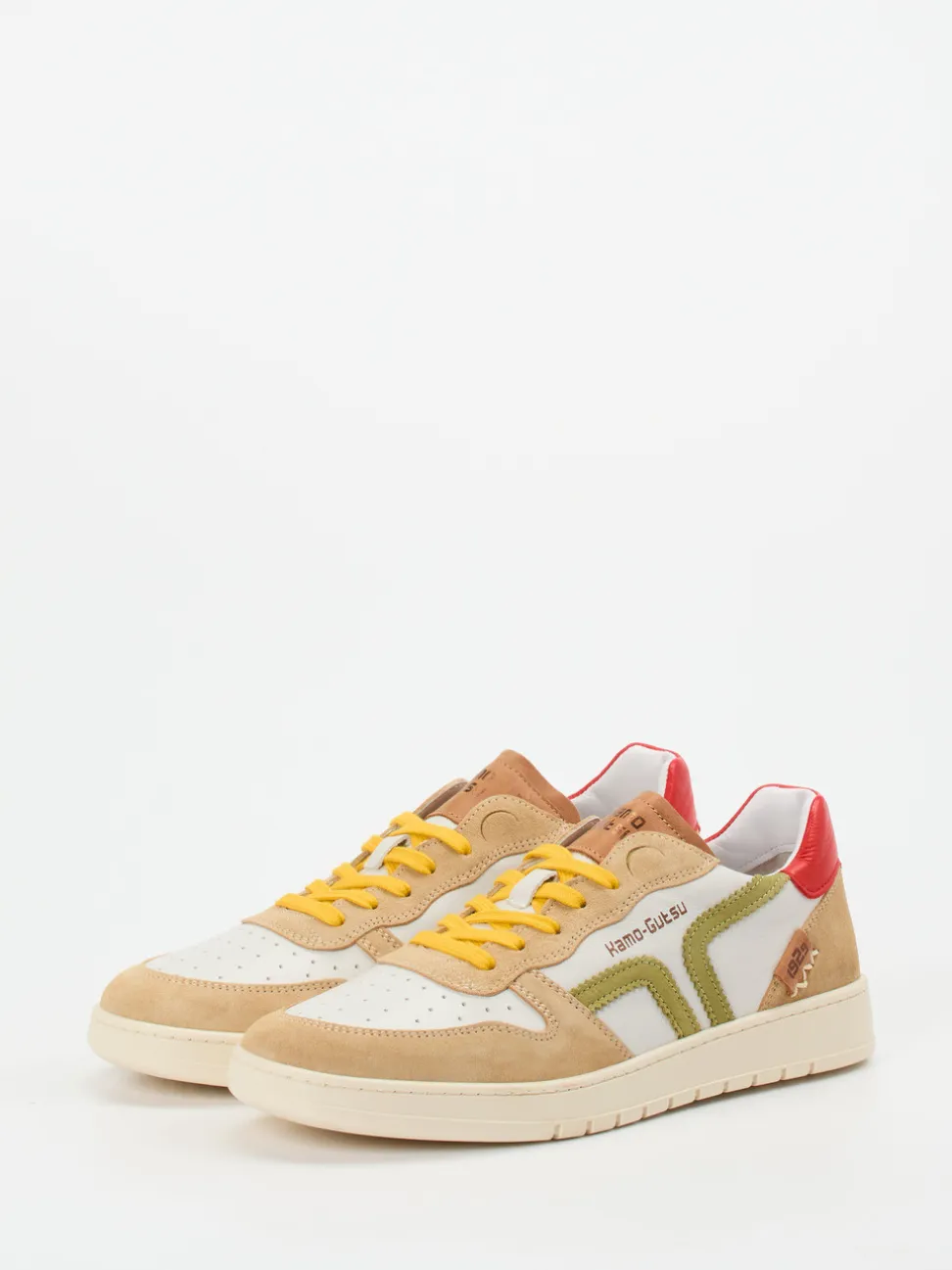 Kamo Gutsu – Sneaker aus Kalbleder Beige-Rot