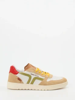 Kamo Gutsu – Sneaker aus Kalbleder Beige-Rot