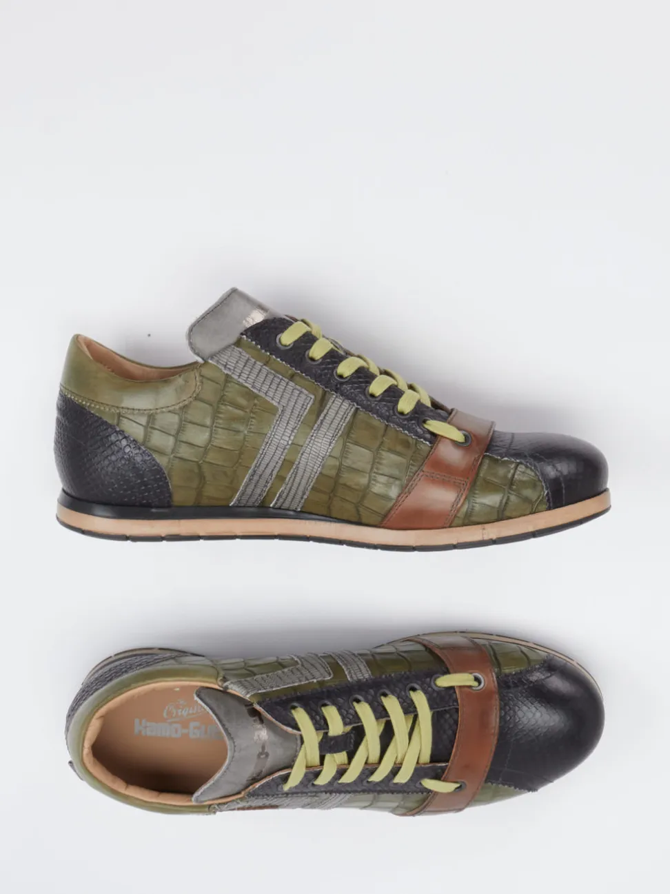 Kamo Gutsu – Sneaker aus Kalbleder mit Kroko-Prägung