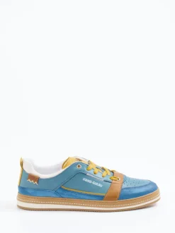 Kamo Gutsu – Sneaker aus Leder in Petrolblau