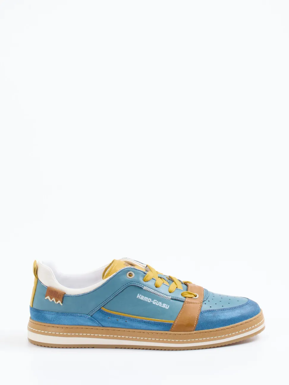 Kamo Gutsu – Sneaker aus Leder in Petrolblau