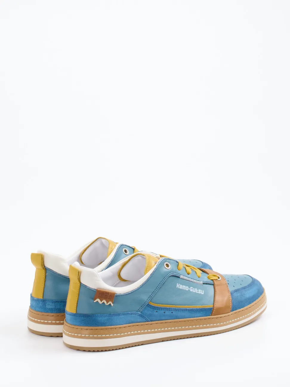 Kamo Gutsu – Sneaker aus Leder in Petrolblau