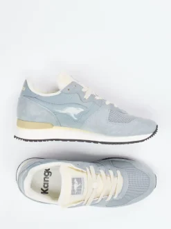 Kangaroos – Retro-Sneaker aus Mesh und Veloursleder blaugrau