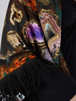 Katherina Loretta – Poncho aus Textil mit Edelstein-Print