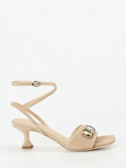 Kennel & Schmenger – Abendsandalen aus Veloursleder Beige