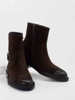Kennel & Schmenger – Biker-Stiefelette aus Veloursleder Braun