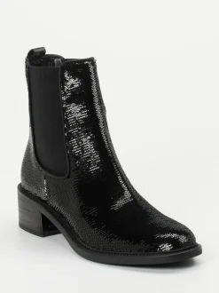 Kennel & Schmenger – Chelsea Boots aus Metallic-Textil Schwarz