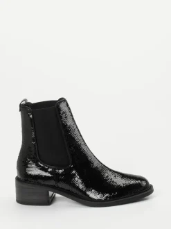 Kennel & Schmenger – Chelsea Boots aus Metallic-Textil Schwarz