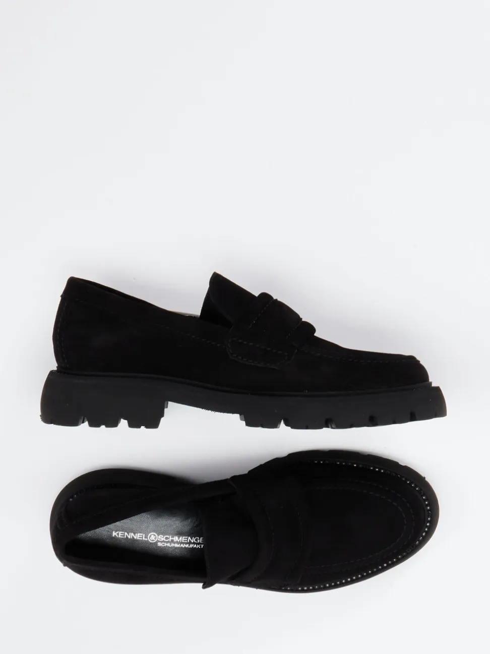 Kennel & Schmenger – Chunky-Loafer aus Veloursleder schwarz