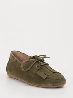 Kennel & Schmenger – Fransen-Loafer aus Veloursleder Oliv