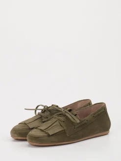 Kennel & Schmenger – Fransen-Loafer aus Veloursleder Oliv