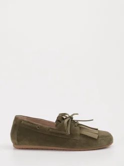 Kennel & Schmenger – Fransen-Loafer aus Veloursleder Oliv