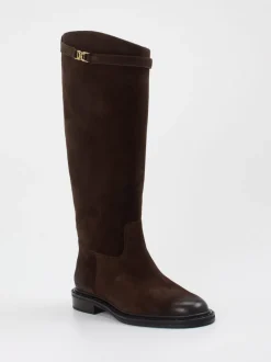 Kennel & Schmenger – Kniehohe Stiefel aus Veloursleder Dunkelbraun