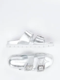 Kennel & Schmenger – Pantolette aus Metallicleder Silber