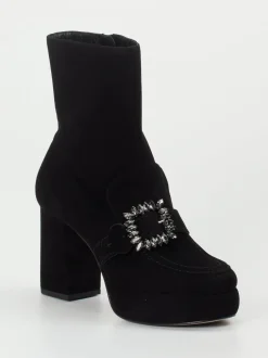 Kennel & Schmenger – Plateau-Stiefeletten aus Veloursleder Schwarz