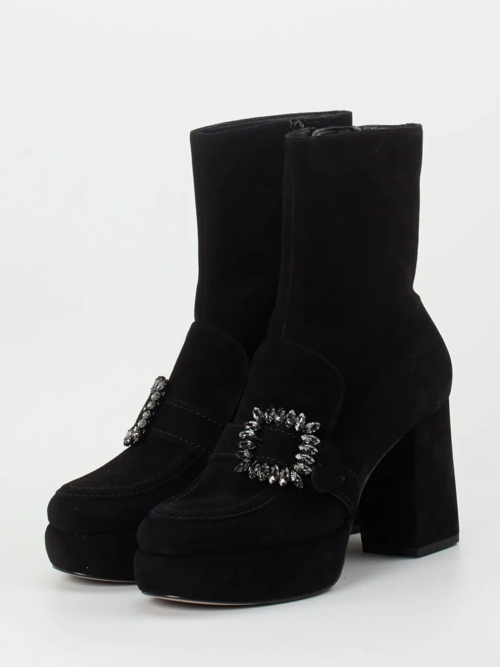 Kennel & Schmenger – Plateau-Stiefeletten aus Veloursleder Schwarz