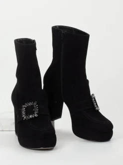 Kennel & Schmenger – Plateau-Stiefeletten aus Veloursleder Schwarz