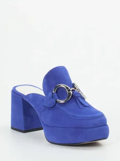 Kennel & Schmenger – Plateau-Mules aus Veloursleder Blau