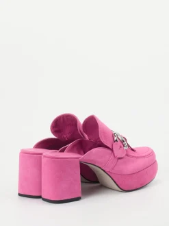 Kennel & Schmenger – Plateau-Mules aus Veloursleder pink