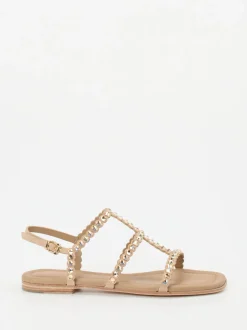 Kennel & Schmenger – Sandalen aus Metallicleder beige