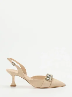 Kennel & Schmenger – Slingback-Pumps aus Veloursleder Beige