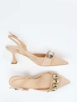 Kennel & Schmenger – Slingback-Pumps aus Veloursleder Beige