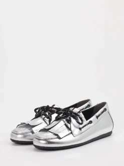 Kennel & Schmenger – Loafer aus Metallic-Leder in Silber