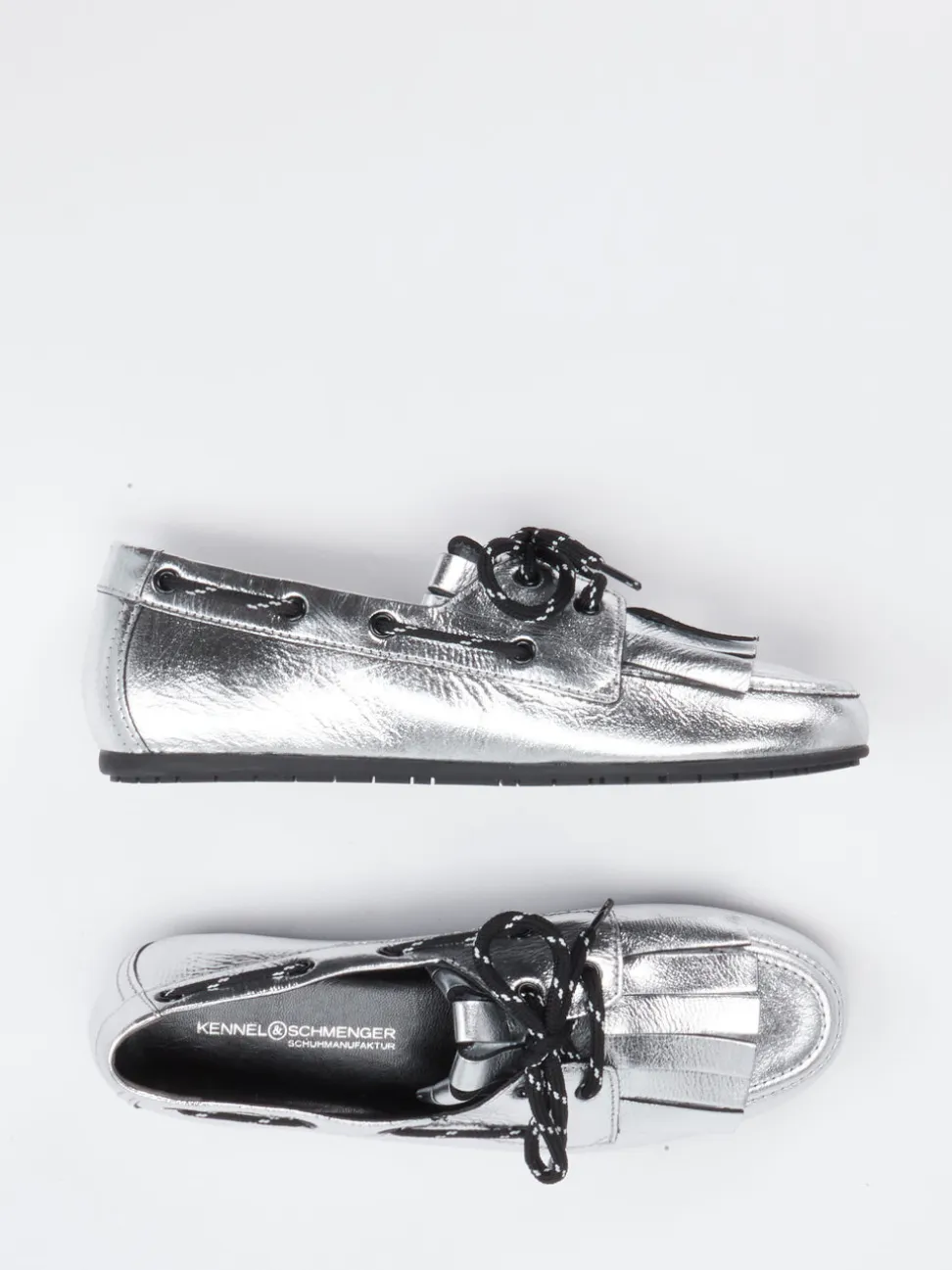 Kennel & Schmenger – Loafer aus Metallic-Leder in Silber
