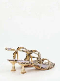 Konstantin Starke – Abendsandalette aus geprägtem Leder goldfarben