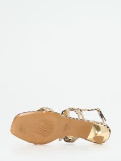 Konstantin Starke – Abendsandalette aus geprägtem Leder goldfarben