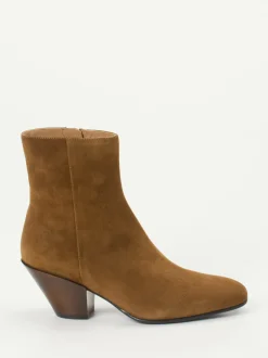 Konstantin Starke – Ankle Boots aus Veloursleder cognac