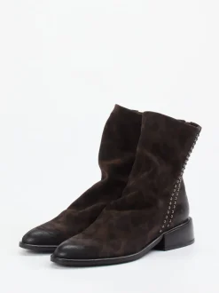 Konstantin Starke – Ankle Boots aus Veloursleder braun