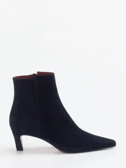 Konstantin Starke – Ankle Boots aus Veloursleder Dunkelblau