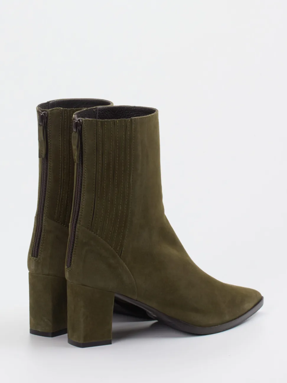 Konstantin Starke – Ankle Boots aus Veloursleder Olivgrün