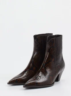 Konstantin Starke – Ankle Boots aus geprägtem Leder Braun