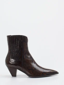 Konstantin Starke – Ankle Boots aus geprägtem Leder Braun