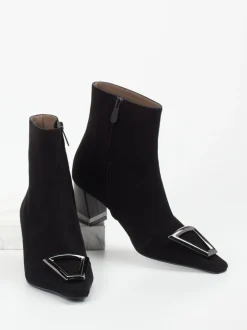 Konstantin Starke – Ankle Boots aus Veloursleder schwarz
