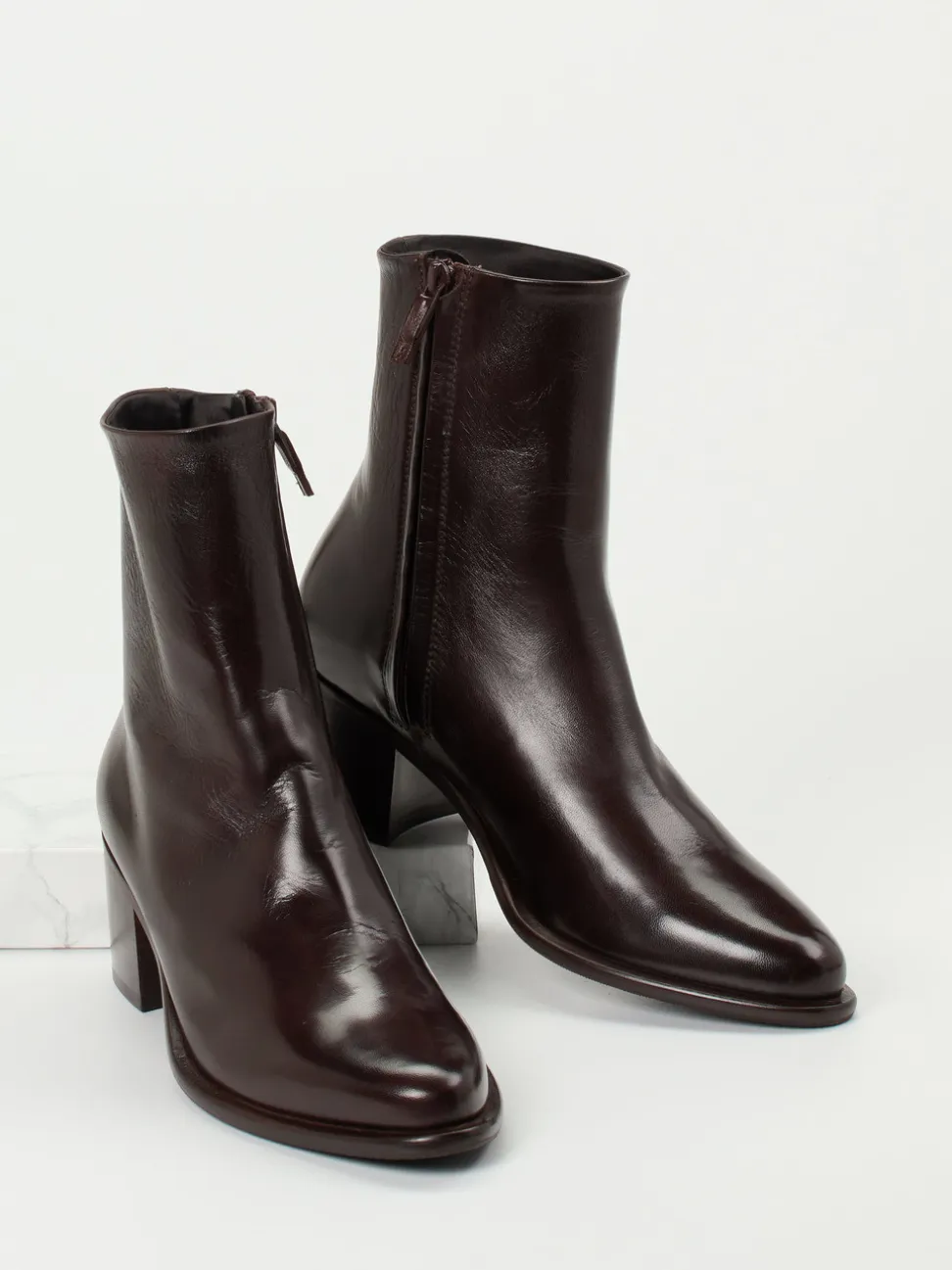 Konstantin Starke – Ankle Boots aus Lammleder Dunkelbraun